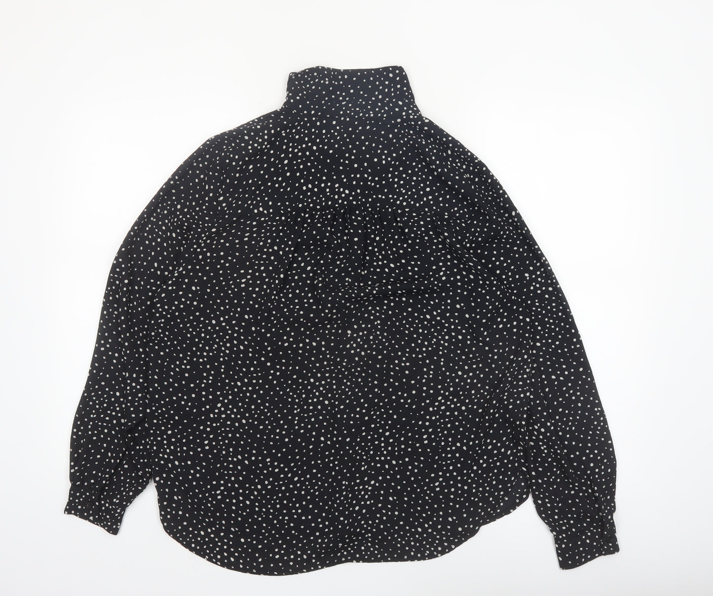 H&M Women’s Black Polka Dot Button-Up Long Sleeve Shirt Size S