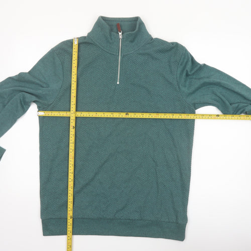 Next Men's Green 1/4 Zip Pullover Sweatshirt M Regular Fit