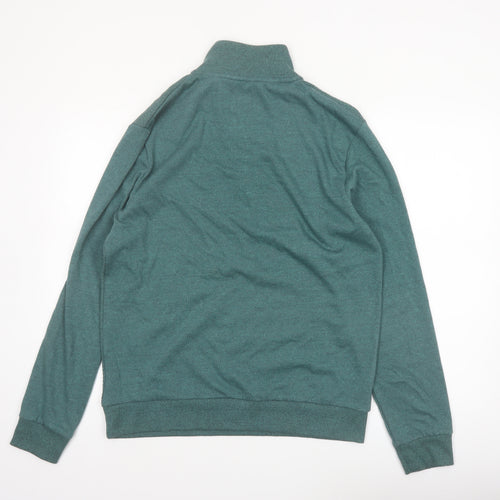 Next Men's Green 1/4 Zip Pullover Sweatshirt M Regular Fit