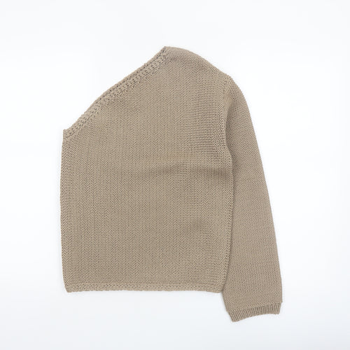 Marks and Spencer Womens Beige XS Asymmetrical Knit Jumper