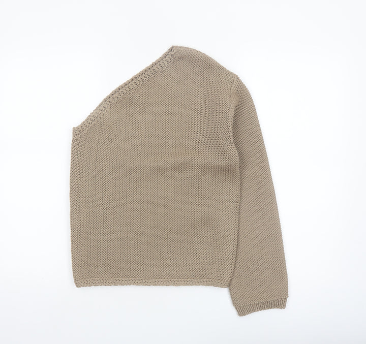 Marks and Spencer Womens Beige XS Asymmetrical Knit Jumper