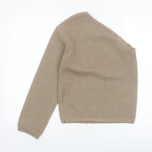 Marks and Spencer Womens Beige XS Asymmetrical Knit Jumper