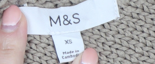 Marks and Spencer Womens Beige XS Asymmetrical Knit Jumper