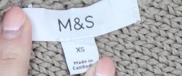 Marks and Spencer Womens Beige XS Asymmetrical Knit Jumper