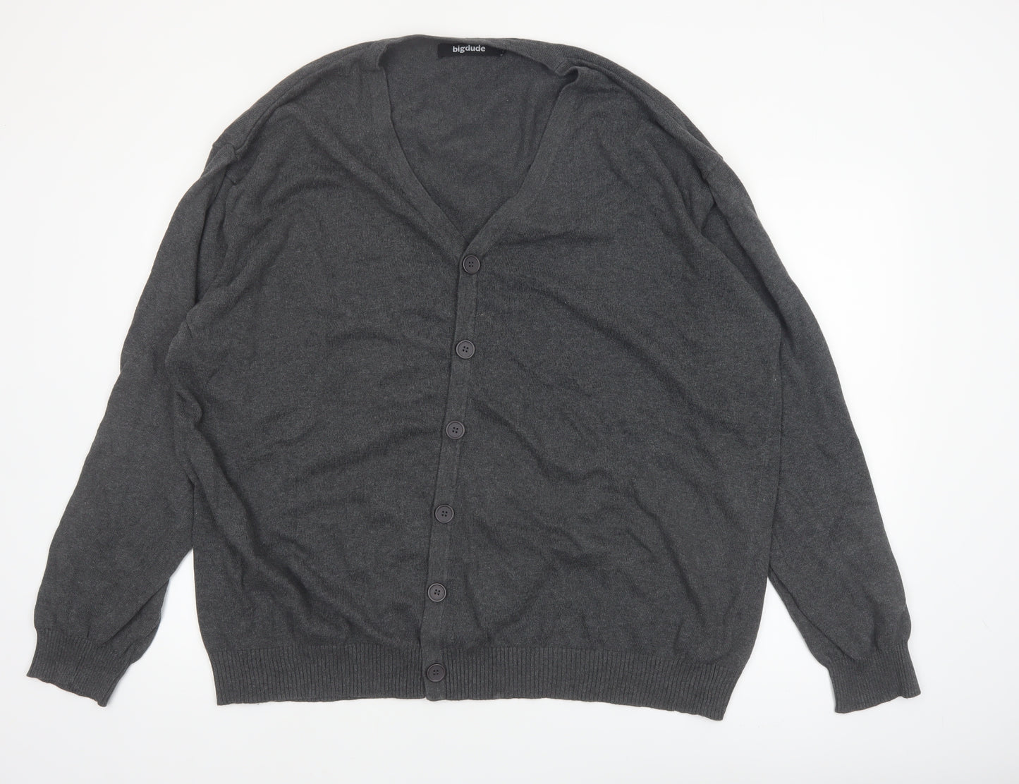 Bigdude Men’s Grey 3XL Cotton Button Cardigan Jumper