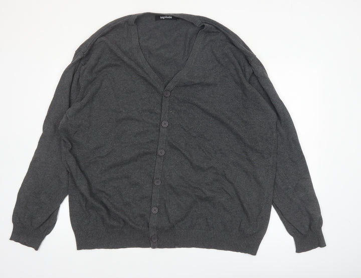 Bigdude Men’s Grey 3XL Cotton Button Cardigan Jumper