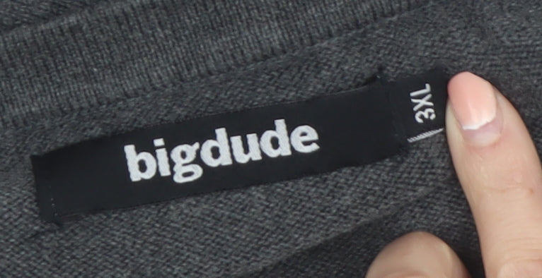 Bigdude Men’s Grey 3XL Cotton Button Cardigan Jumper