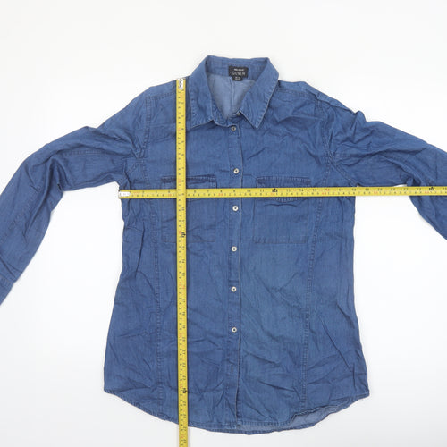 Select Women Blue Denim Button-Up Shirt UK 14 Long Sleeve Cotton