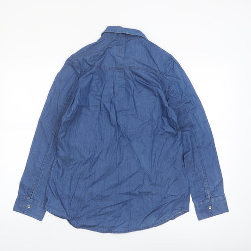 Select Women Blue Denim Button-Up Shirt UK 14 Long Sleeve Cotton
