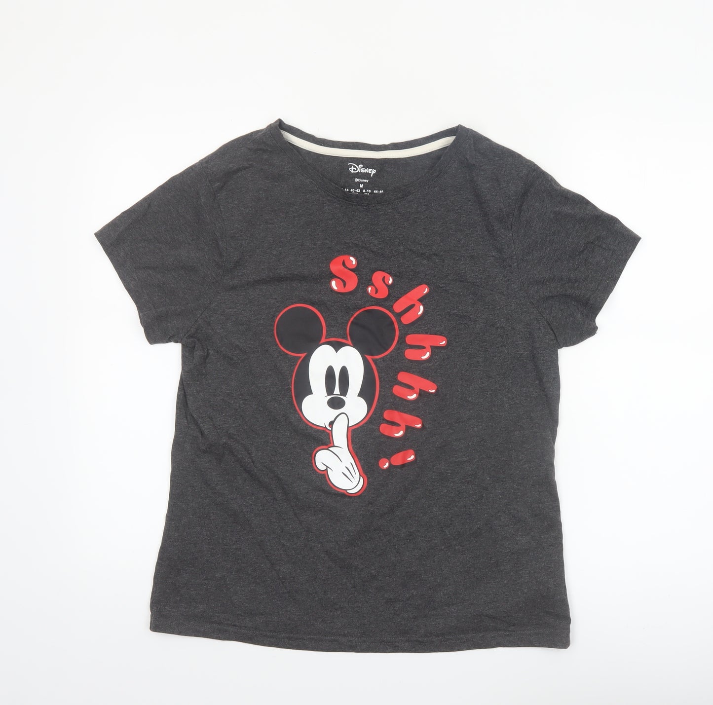 Disney Womens Grey Mickey Mouse Graphic T-Shirt Size M 12-14