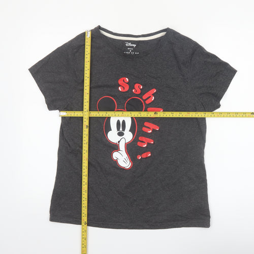 Disney Womens Grey Mickey Mouse Graphic T-Shirt Size M 12-14