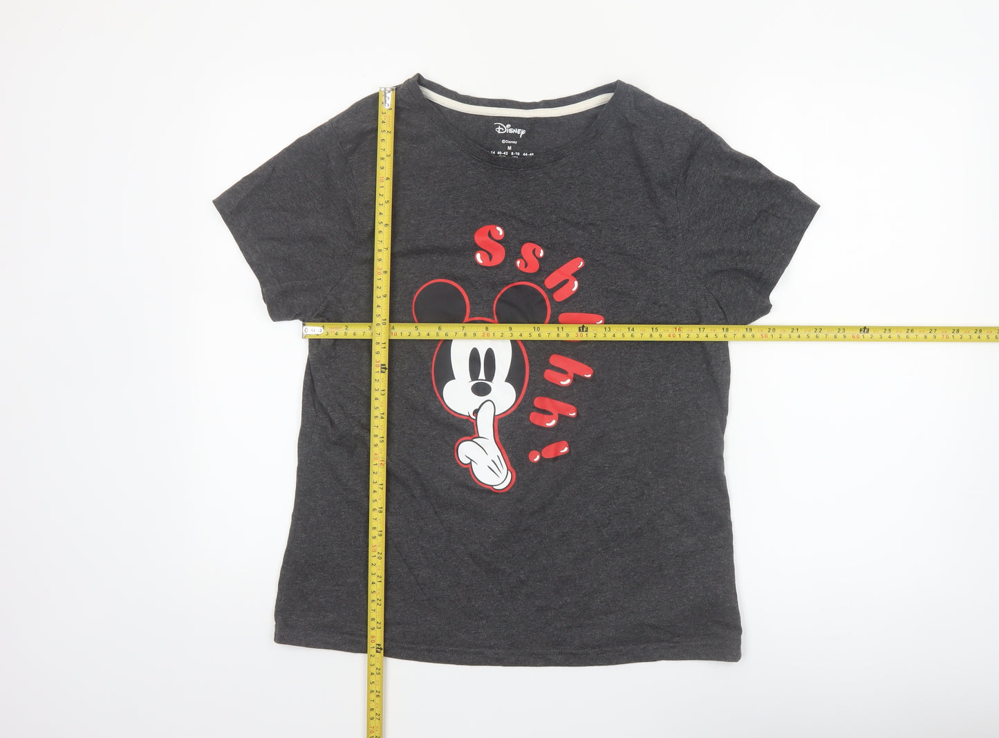 Disney Womens Grey Mickey Mouse Graphic T-Shirt Size M 12-14