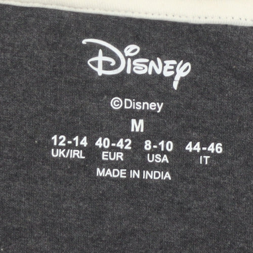 Disney Womens Grey Mickey Mouse Graphic T-Shirt Size M 12-14