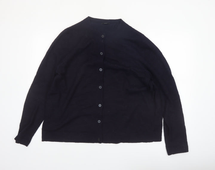 COS Women's Black Alpaca Wool Blend Button Cardigan Size L