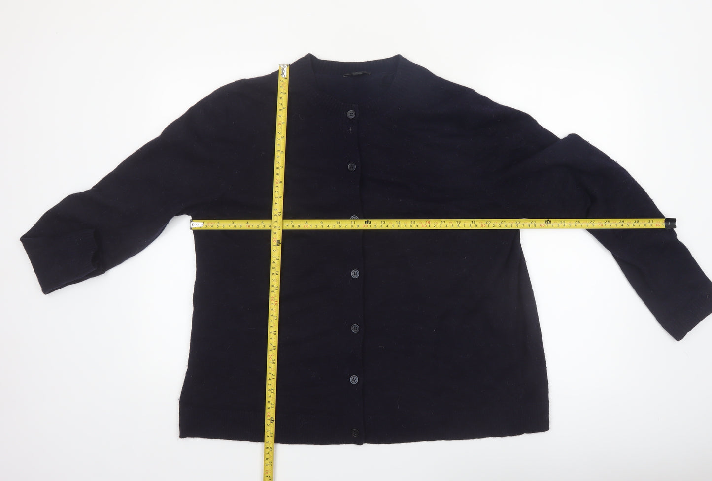 COS Women's Black Alpaca Wool Blend Button Cardigan Size L