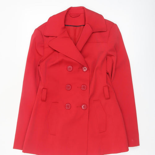 F&F Women's Red Pea Coat Size 10 Button Lined Smart Jacket