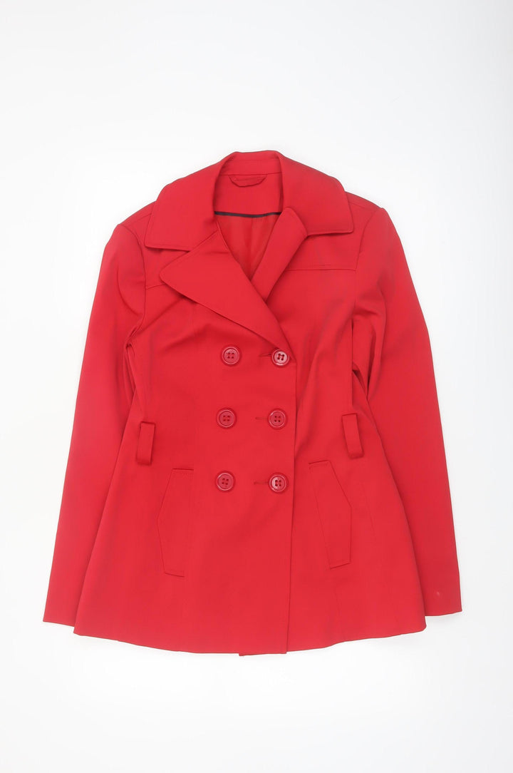 F&F Women's Red Pea Coat Size 10 Button Lined Smart Jacket