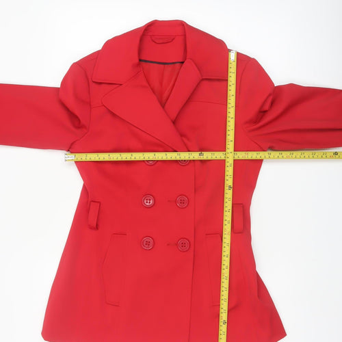 F&F Women's Red Pea Coat Size 10 Button Lined Smart Jacket