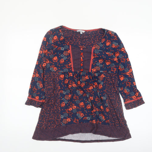 Marks and Spencer Per Una Women's Blue Floral 3/4 Sleeve Tunic Blouse Size 14