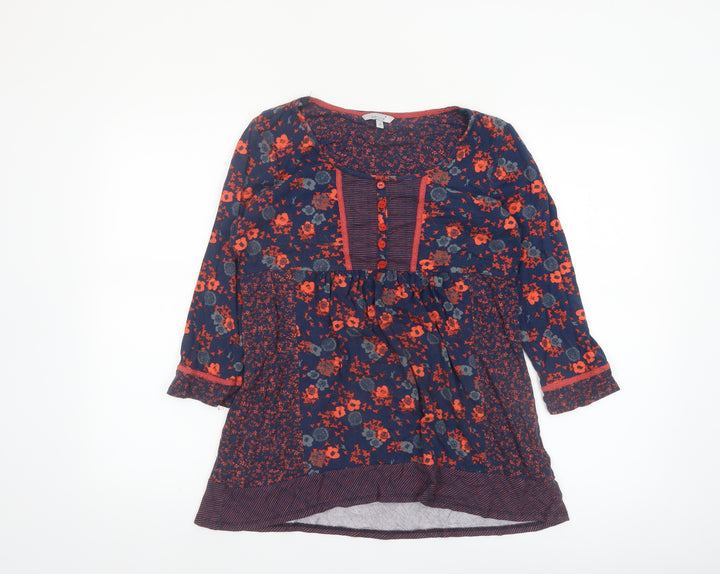 Marks and Spencer Per Una Women's Blue Floral 3/4 Sleeve Tunic Blouse Size 14