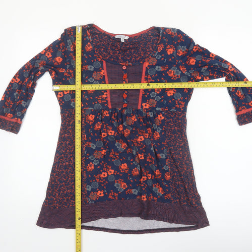 Marks and Spencer Per Una Women's Blue Floral 3/4 Sleeve Tunic Blouse Size 14