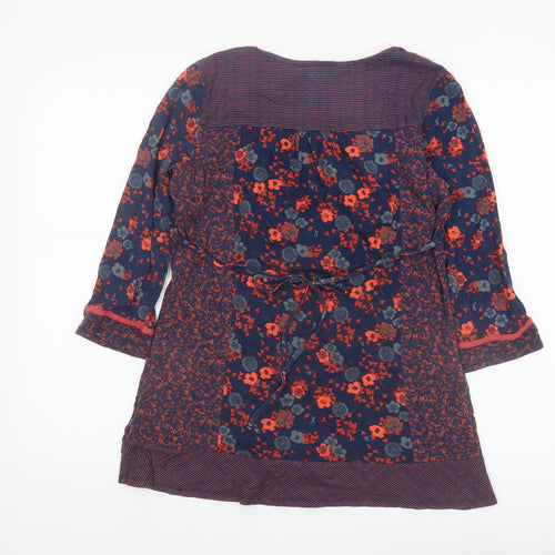Marks and Spencer Per Una Women's Blue Floral 3/4 Sleeve Tunic Blouse Size 14