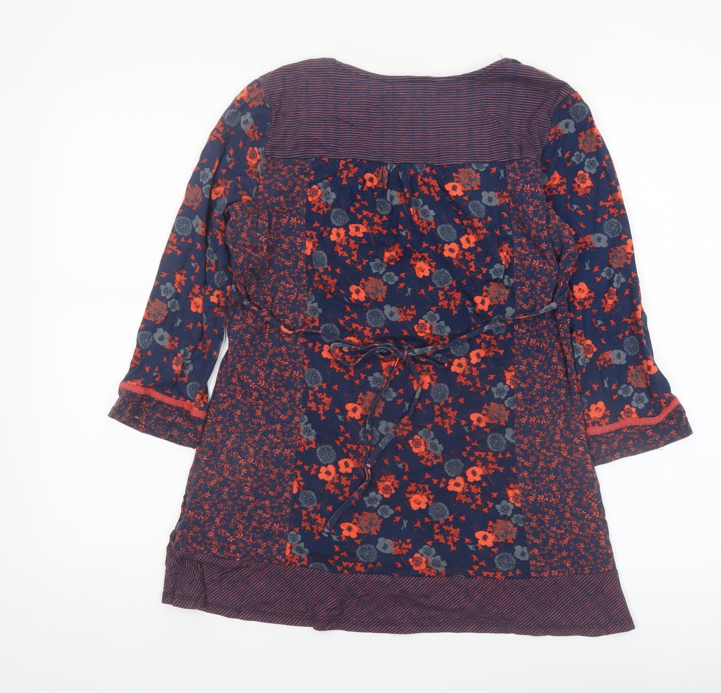 Marks and Spencer Per Una Women's Blue Floral 3/4 Sleeve Tunic Blouse Size 14