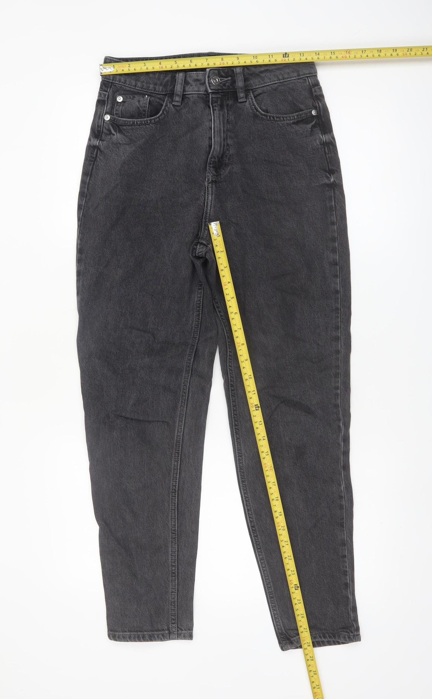 F&F Women's Black High Rise Mom Jeans Size 6 Regular Denim
