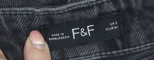 F&F Women's Black High Rise Mom Jeans Size 6 Regular Denim