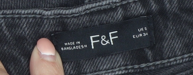 F&F Women's Black High Rise Mom Jeans Size 6 Regular Denim