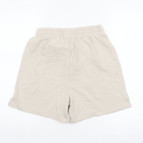 ICHI Women's Beige Cotton Blend Casual Drawstring Shorts Size S