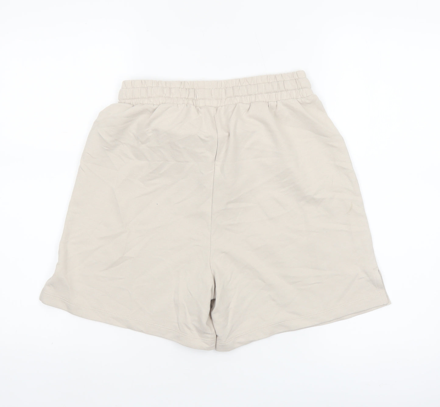 ICHI Women's Beige Cotton Blend Casual Drawstring Shorts Size S