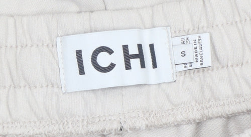 ICHI Women's Beige Cotton Blend Casual Drawstring Shorts Size S