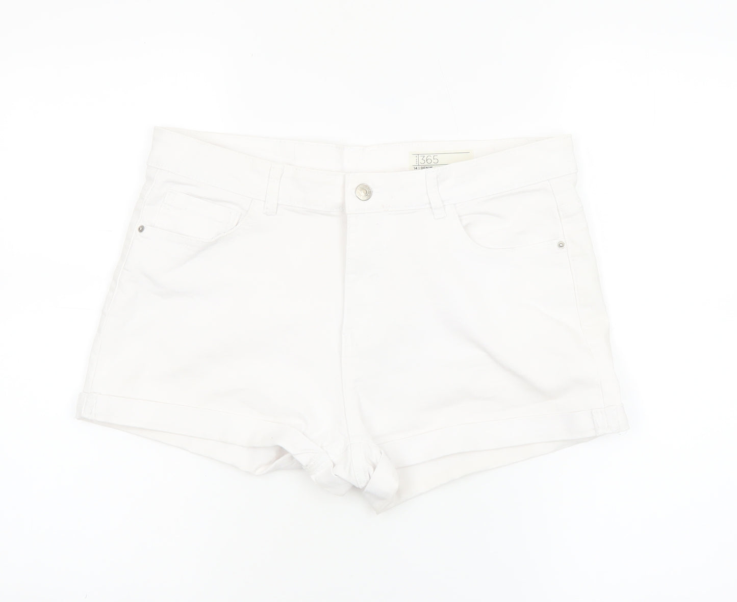 Peacocks Womens White Size 14 Denim Shorts 5-Pocket Design