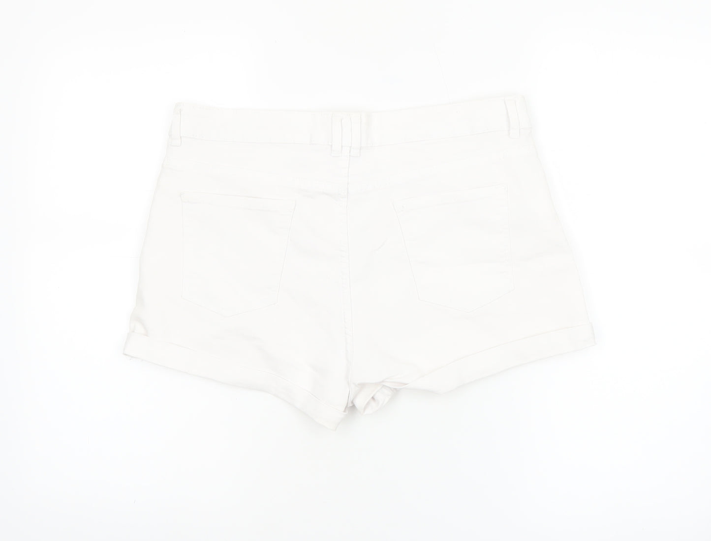 Peacocks Womens White Size 14 Denim Shorts 5-Pocket Design