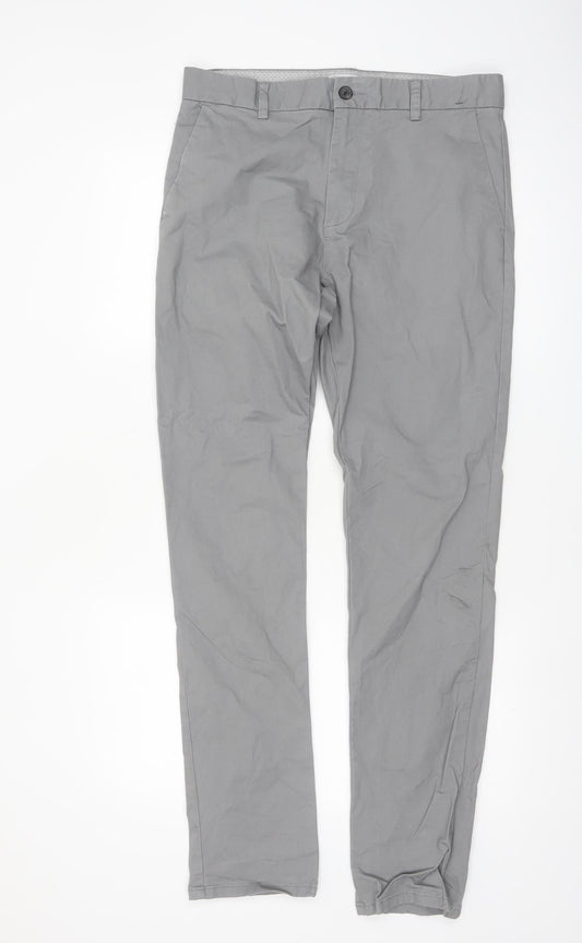 Denim Co. Men's Grey Slim Fit Chino Trousers W32 L34