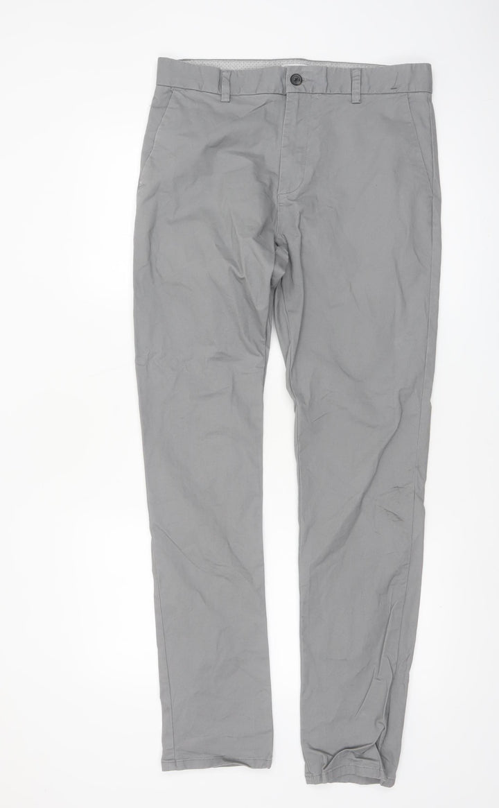 Denim Co. Men's Grey Slim Fit Chino Trousers W32 L34