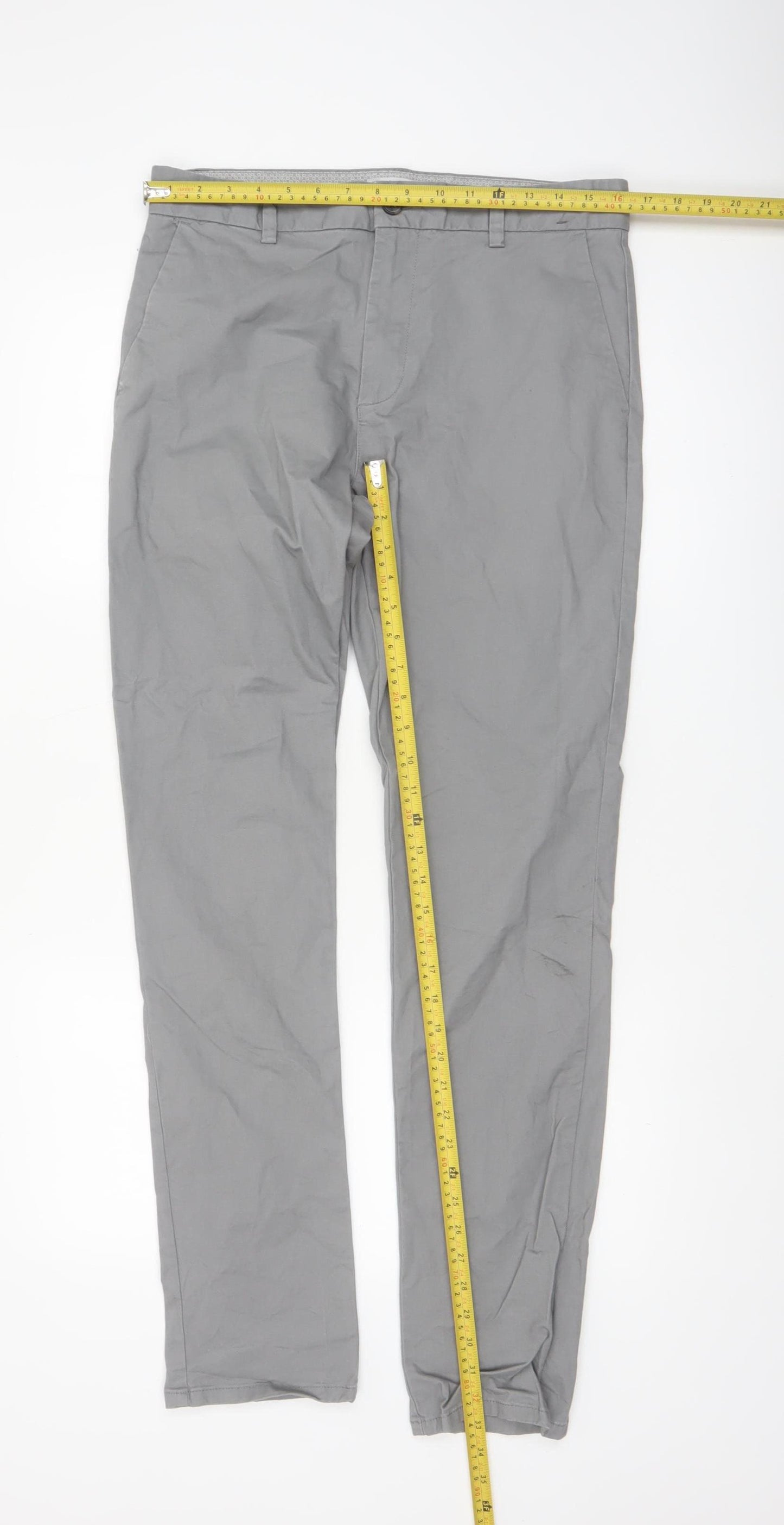Denim Co. Men's Grey Slim Fit Chino Trousers W32 L34
