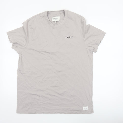 Firetrap Men's Grey Cotton Crew Neck Short Sleeve T-Shirt XL