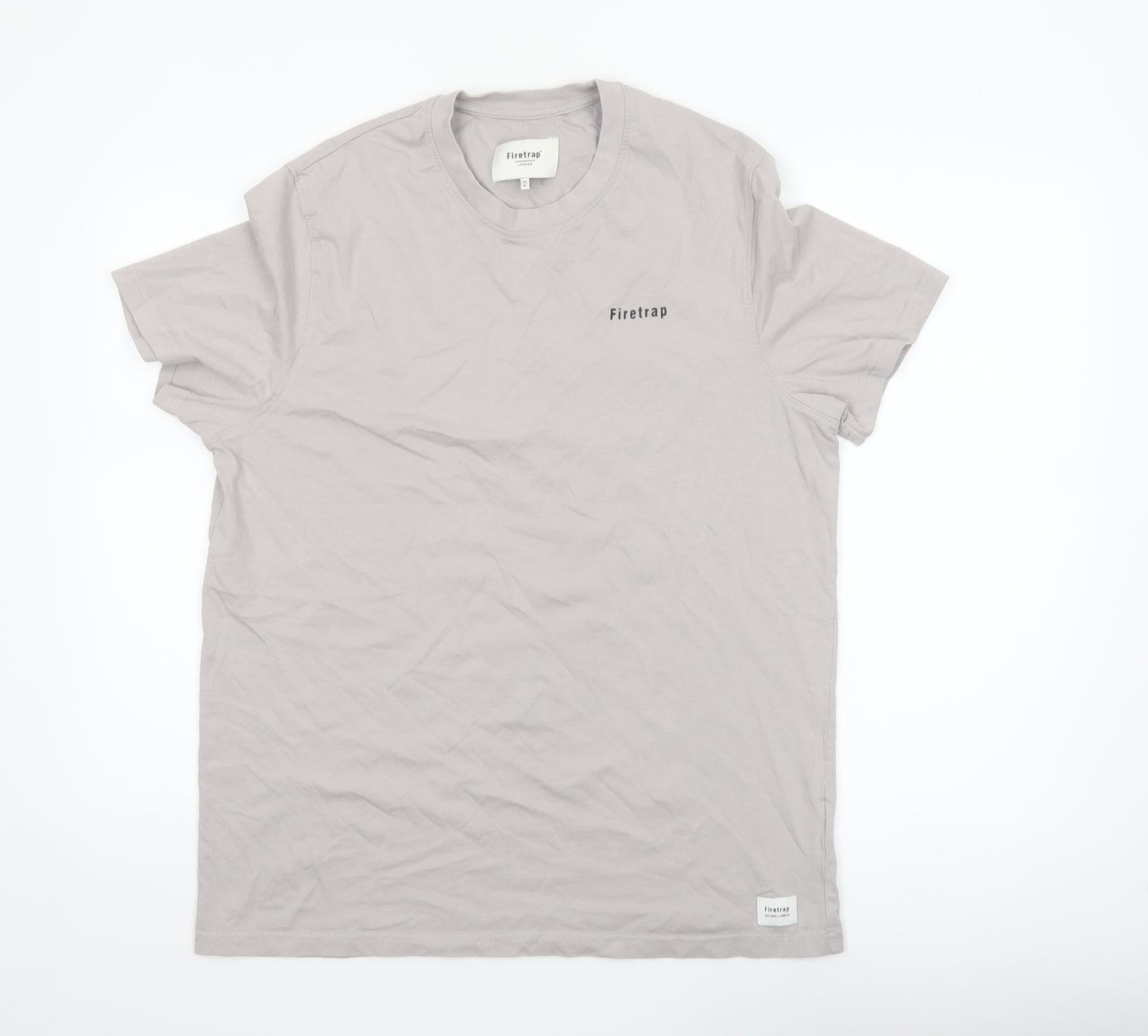 Firetrap Men's Grey Cotton Crew Neck Short Sleeve T-Shirt XL