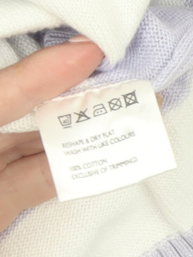 Editions Womens Lilac White Striped Cotton Cardigan Size 12