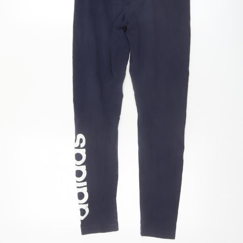 Adidas Women’s Black Small Ankle Leggings with Logo Print