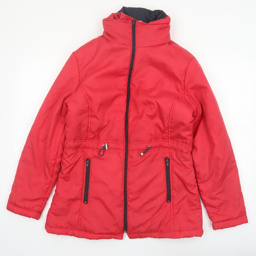 Anne De Lancay Womens Red Puffer Jacket Size S Full Zip Winter Coat