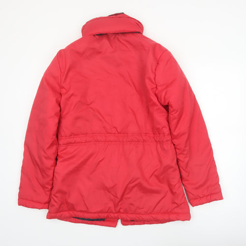 Anne De Lancay Womens Red Puffer Jacket Size S Full Zip Winter Coat
