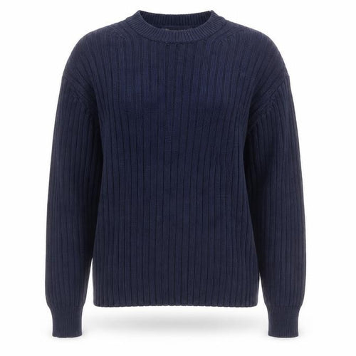 Marks and Spencer Women's Blue Cotton Ribbed Crew Neck Jumper Size 10