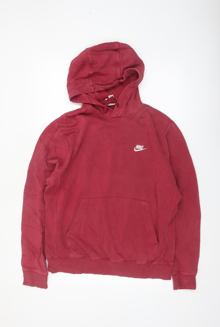 Nike Men's Red Pullover Hoodie M Regular Fit Fleece Logo Sweatshirt