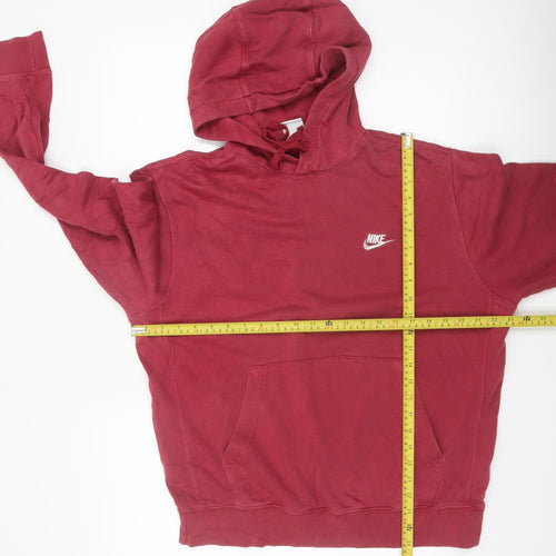 Nike Men's Red Pullover Hoodie M Regular Fit Fleece Logo Sweatshirt