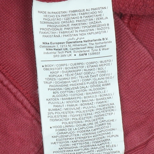 Nike Men's Red Pullover Hoodie M Regular Fit Fleece Logo Sweatshirt