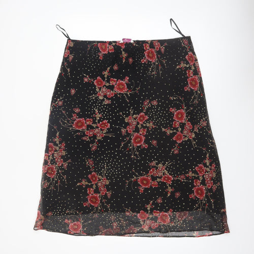 Bonmarche Women’s Black Floral A-Line Skirt Size 18 Knee Length