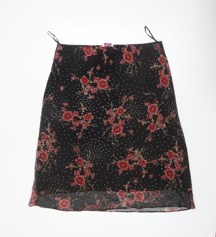 Bonmarche Women’s Black Floral A-Line Skirt Size 18 Knee Length